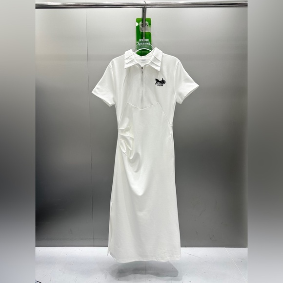 Meet the Posher Dresses & Skirts - Celine White Tight-Sleeved Waist-Piercing Dress